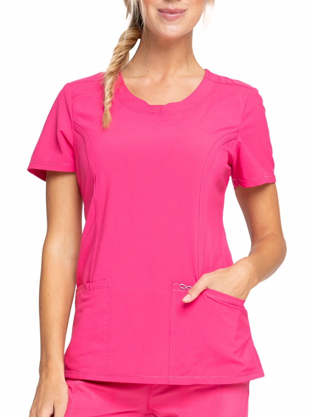 Cherokee Infinity Scrub Top Medium Carmine Pink Stretch Nursing Uniform Medical
